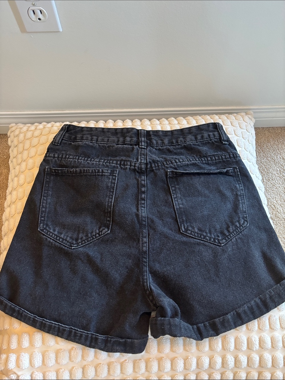 High Rise Black Denim Shorts - Size 7 - Picture 3 of 3